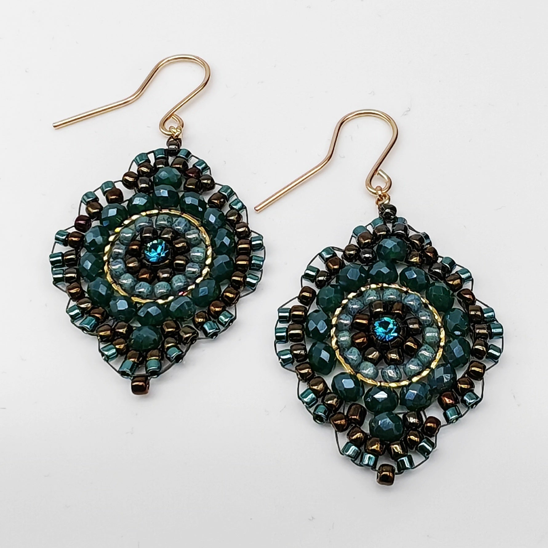 Ohrringe Keinblatt türkis, bronze