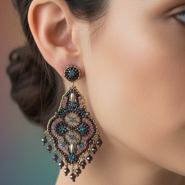 Ohrringe Bauchtanz aubergine, gold