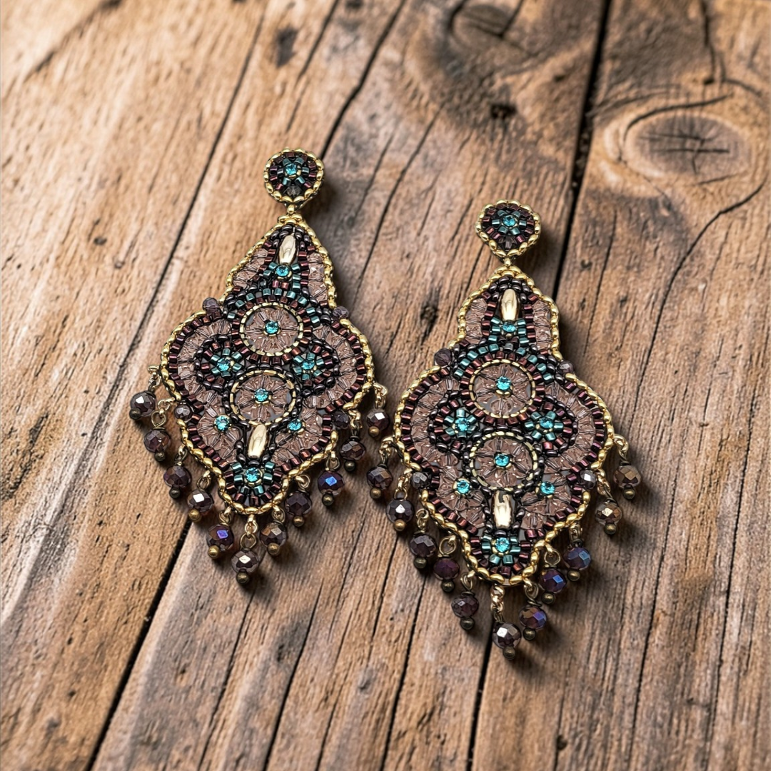 Ohrringe Bauchtanz aubergine, gold