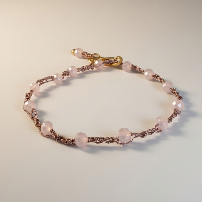 Armband all´uncinetto, rosa