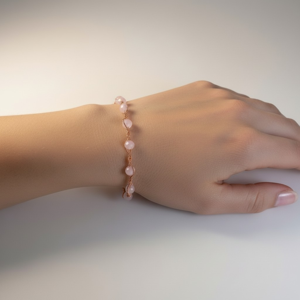 Armband all´uncinetto, rosa